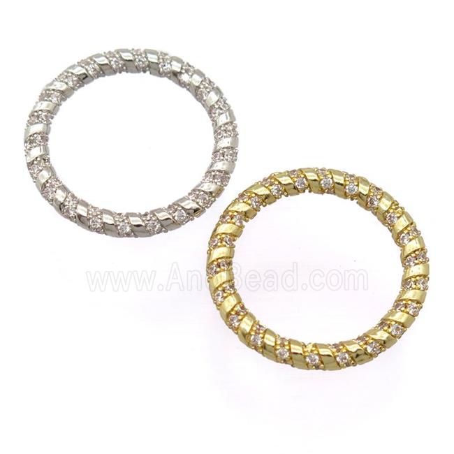 copper circle pendant pave zircon, mixed