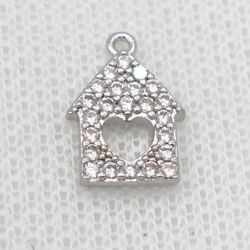 copper house pendant pave zircon, platinum plated
