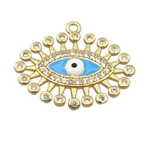 copper pendant pave zircon, evil eye, gold plated