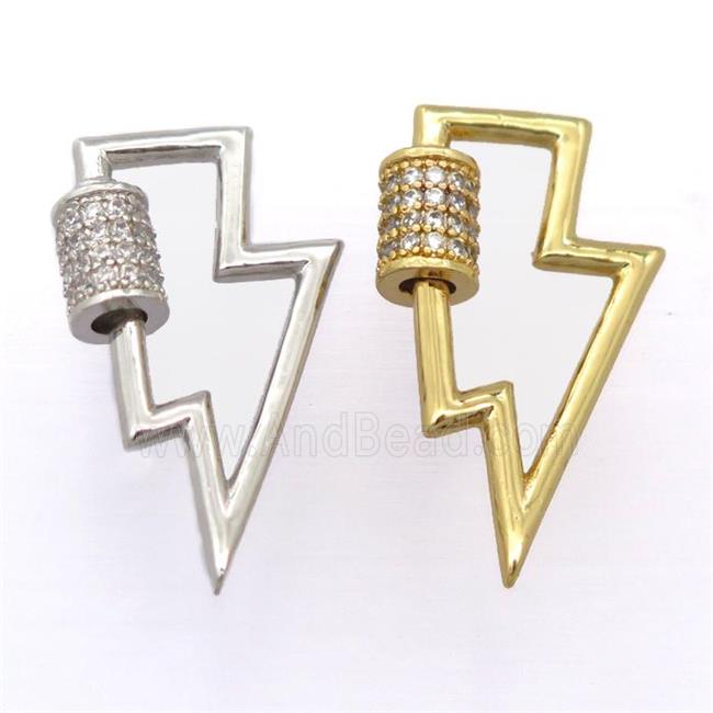 copper carabiner lock pendant pave zircon, mixed