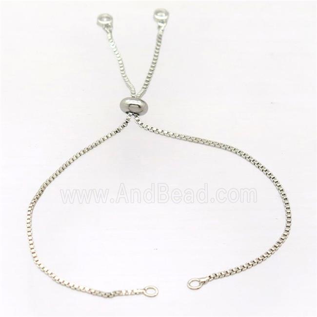 copper bracelet chain with zircon, closed orings, platinum plated