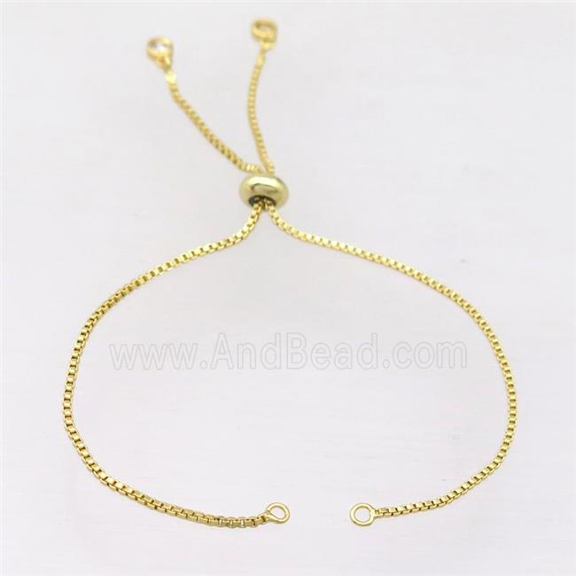 copper bracelet chain with zircon, closed orings, gold plated
