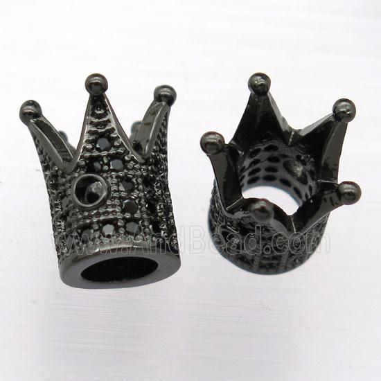 copper crown beads paved zircon, black