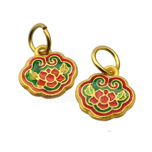 alloy pendant with enamel, gold plated