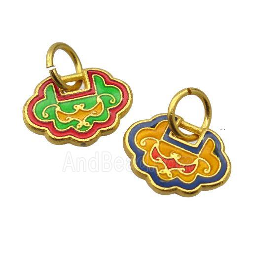 alloy pendant with enamel, gold plated