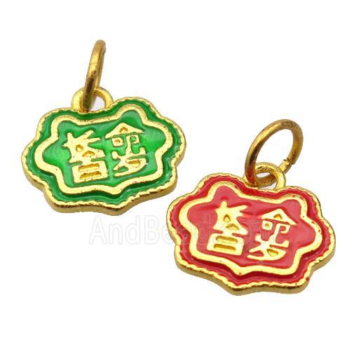 alloy pendant with enamel, gold plated