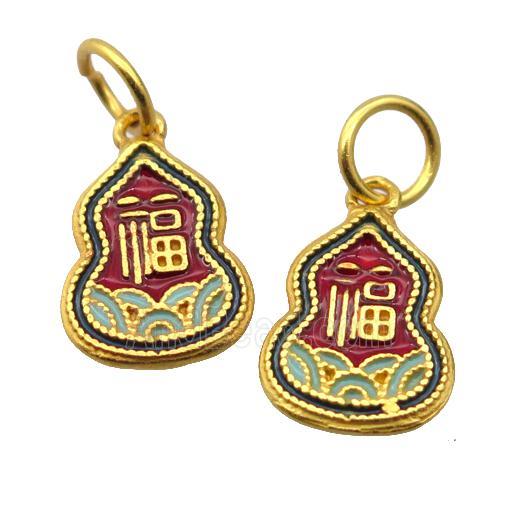 alloy pendant with enamel, gourd, gold plated