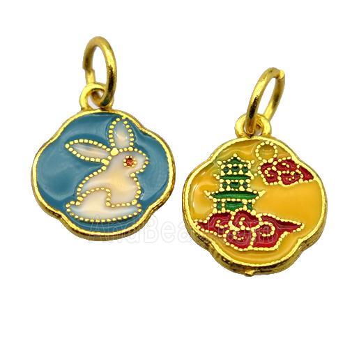 alloy pendant with enamel, gold plated