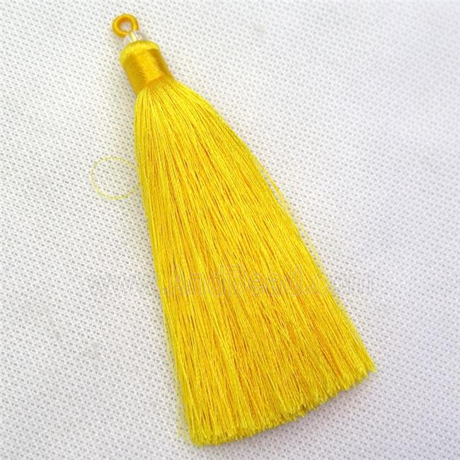yellow nylon wire tassel pendants, silken, A grade