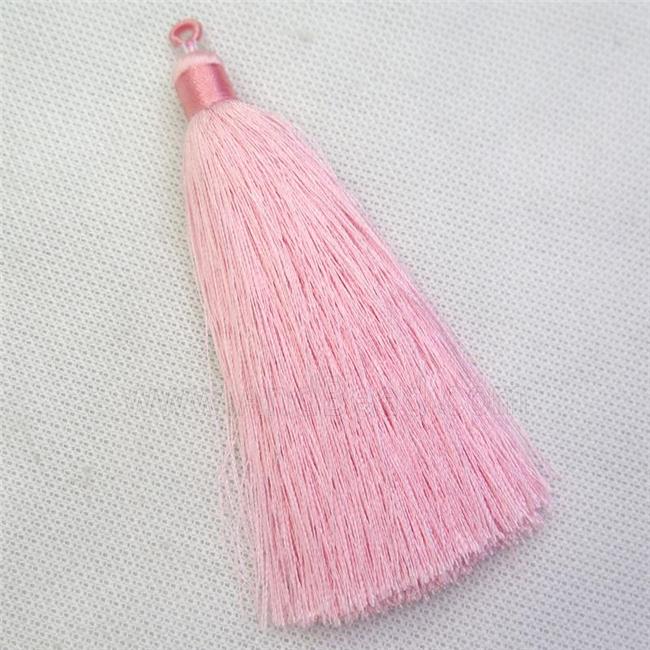 pink nylon wire tassel pendants, silken, A grade