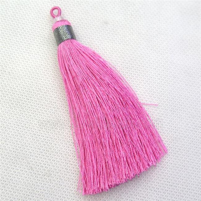hotpink nylon wire tassel pendants, silken, A grade