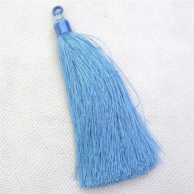 blue nylon wire tassel pendants, silken, A grade