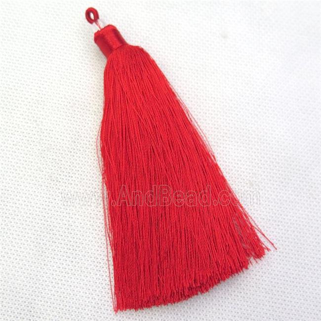 red nylon wire tassel pendants, silken, A grade