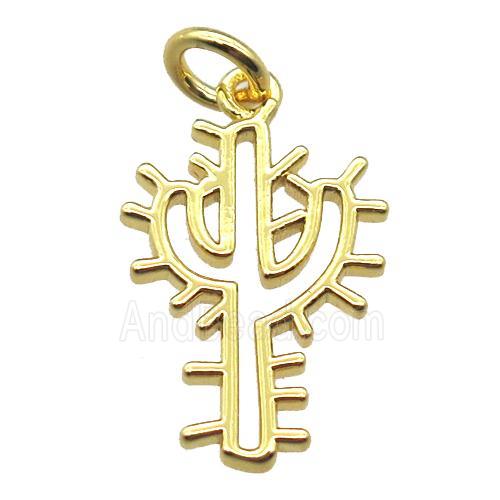 copper cactus pendant, gold plated