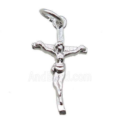 copper Jesus Cross pendant, platinum plated