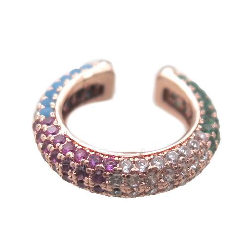 copper Hoop Earrings pave zircon, rose gold