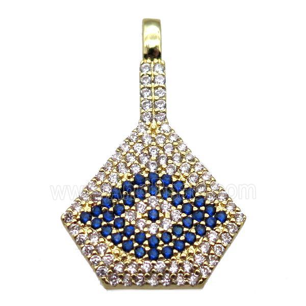 copper fan pendant paved zircon, gold plated