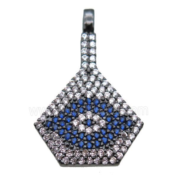copper fan pendant paved zircon, black plated