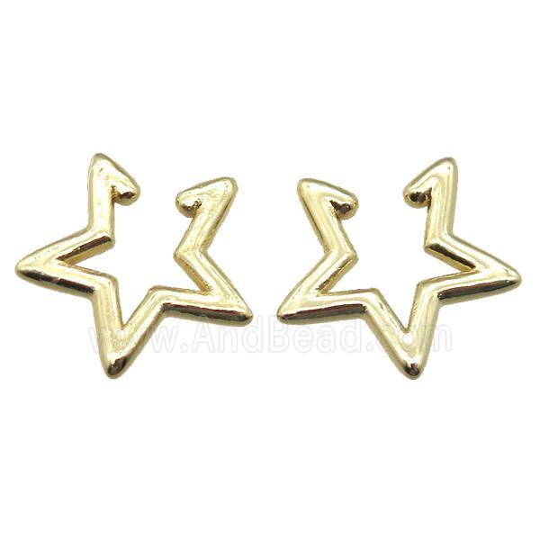 copper clip earring, star, gold plated