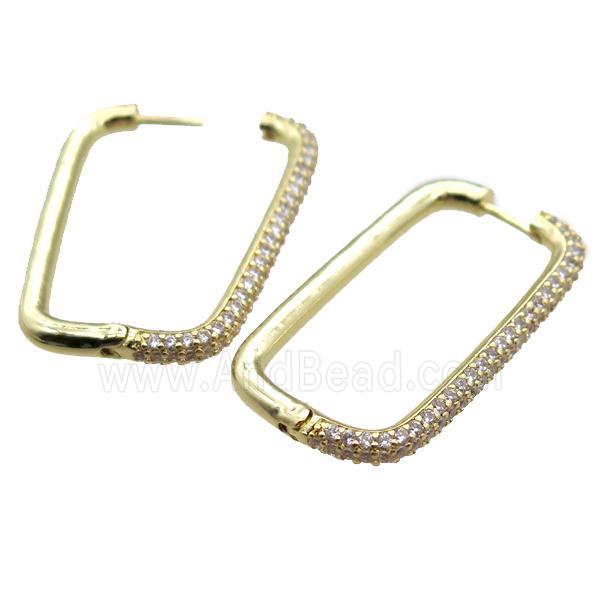 copper Clip Earrings paved zircon, gold plated