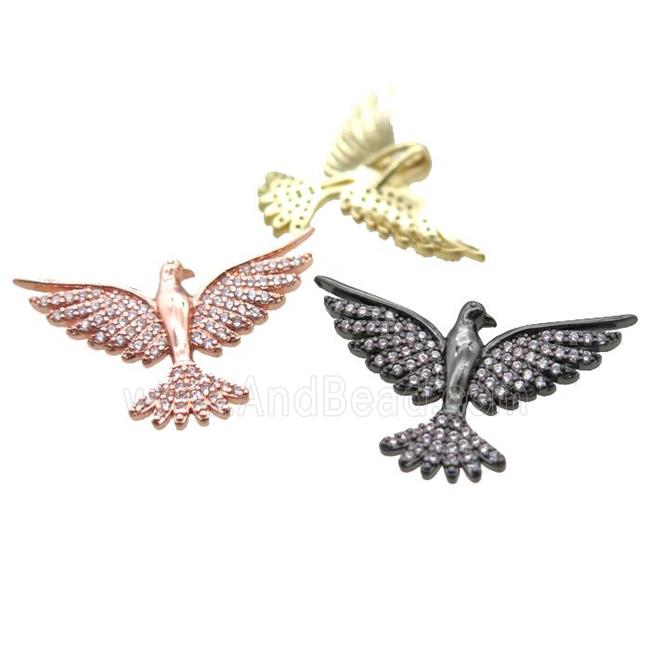 copper hawk pendant paved zircon, mixed color