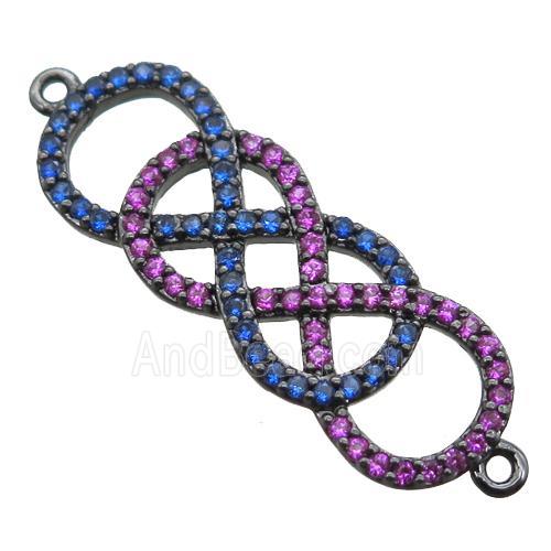copper double infinity connector paved zircon, black plated