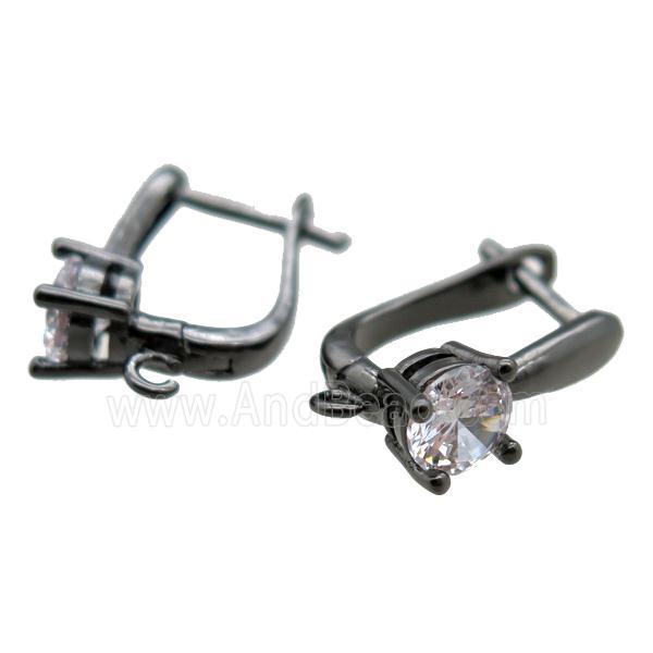 copper Latchback Earrings paved zircon, black plated