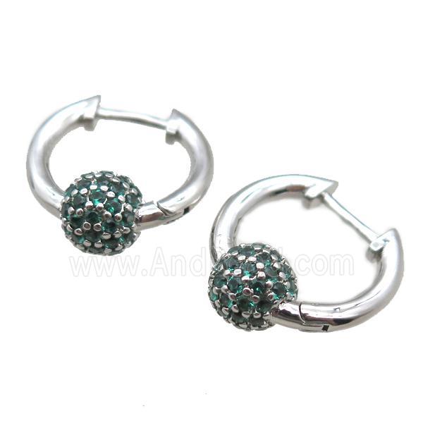copper Latchback Earrings paved zircon, platinum plated