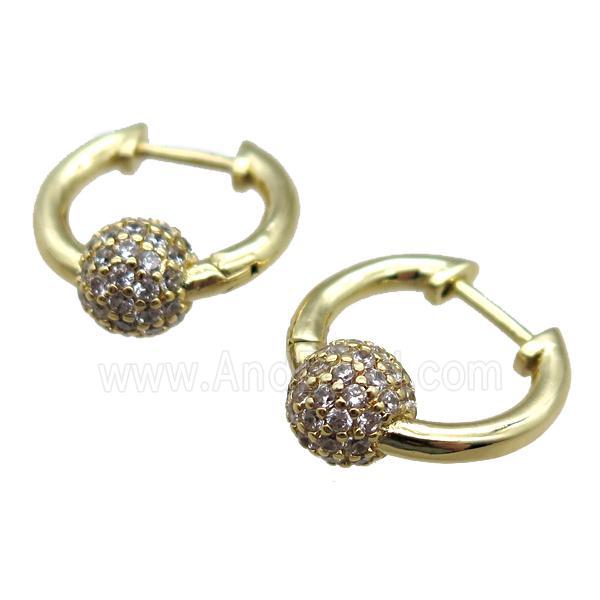copper Latchback Earrings paved zircon, gold plated