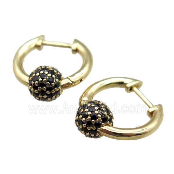 copper Latchback Earrings paved zircon, gold plated