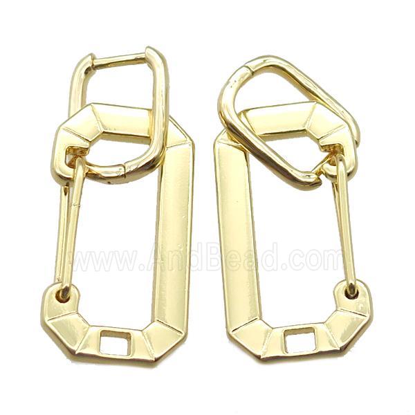 copper Latchback Earrings, gold plated