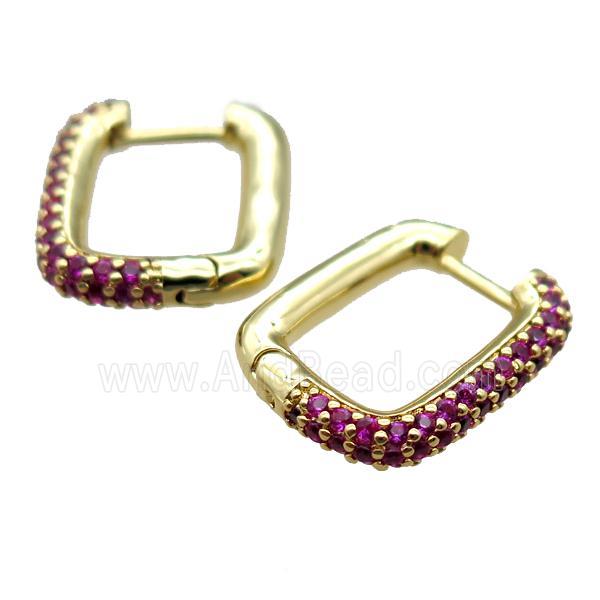 copper Latchback Earrings pave zircon, gold plated