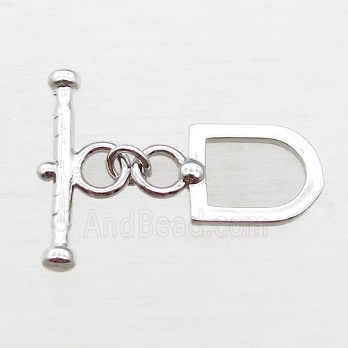 copper toggle clasp, platinum plated