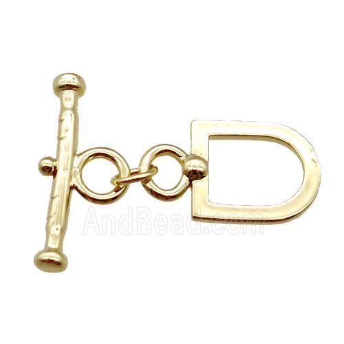 copper toggle clasp, gold plated