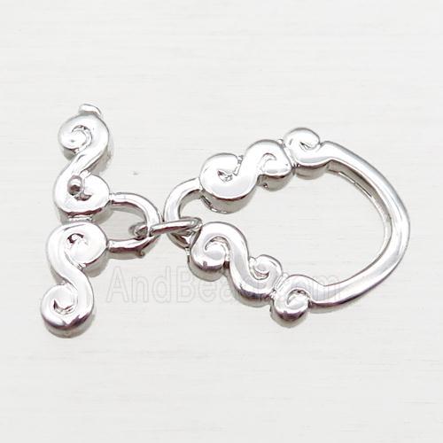 copper toggle clasp, platinum plated