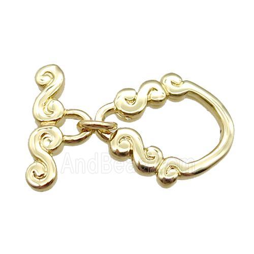 copper toggle clasp, gold plated
