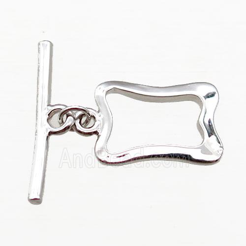 copper toggle clasp, platinum plated