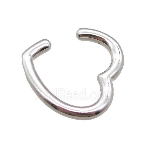 copper clip Earrings, heart, platinum plated
