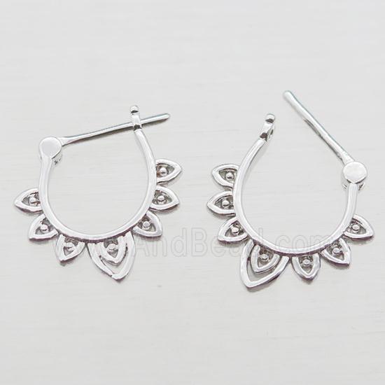 copper Latchback Earrings, platinum plated