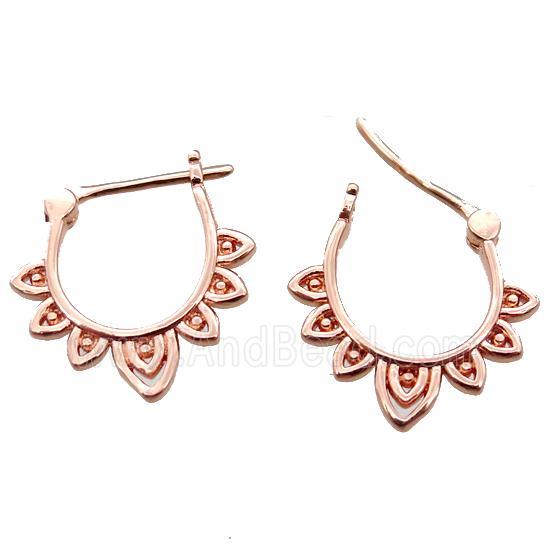 copper Latchback Earrings, rose gold