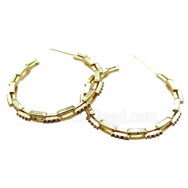 copper Latchback Earrings pave zircon, gold plated