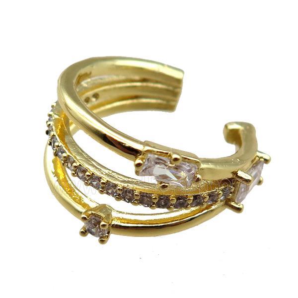 copper Ring paved zircon, gold plated