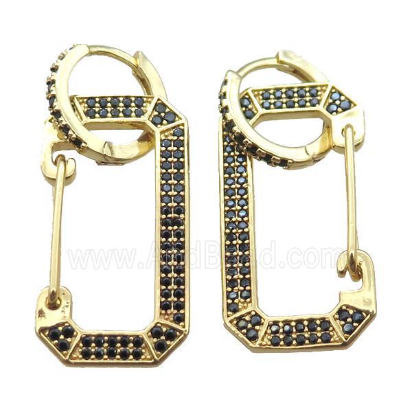 copper hoop Earrings pave zircon, gold plated