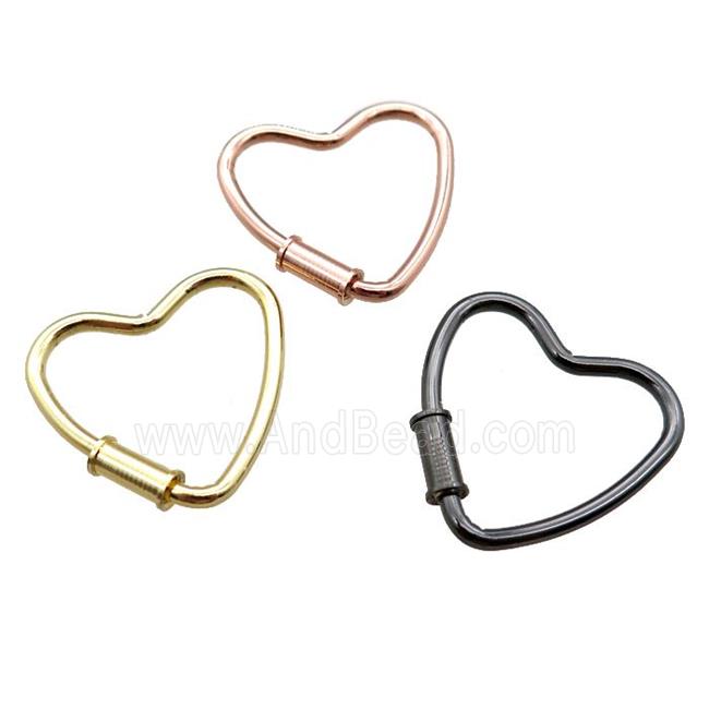 copper heart carabiner lock pendant, screw, mixed color