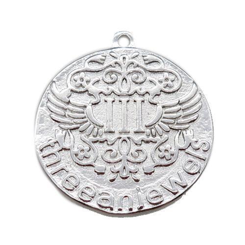 copper circle pendant, platinum plated