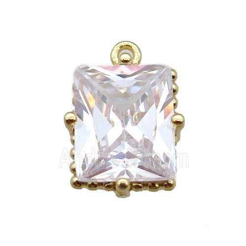 copper pendant paved zircon, rectangle, gold plated