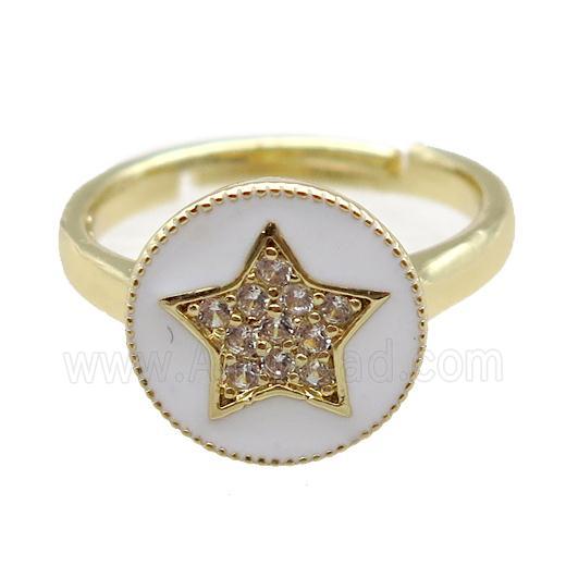 copper Ring pave zircon, enameling, gold plated