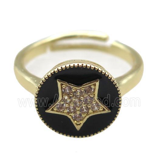 copper Ring pave zircon, enameling, gold plated