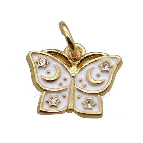 copper butterfly pendant paved zircon, gold plated