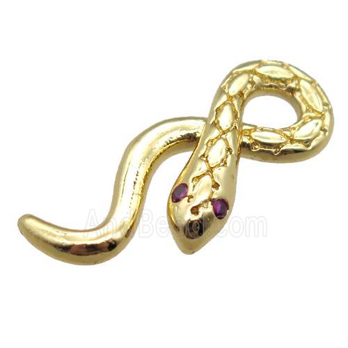 copper snake pendant paved zircon, gold plated